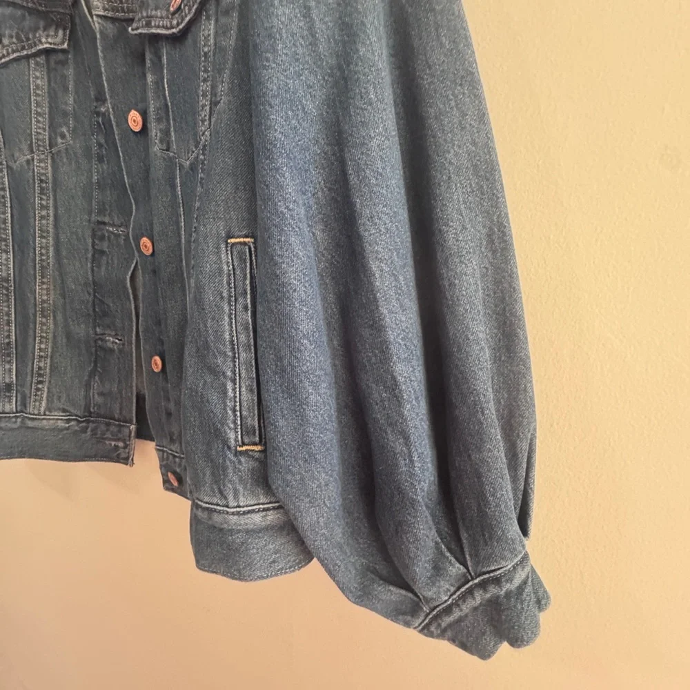 GAP Oversized Balloon Sleeve Blue Jean Jacket - Picture 4 of 12